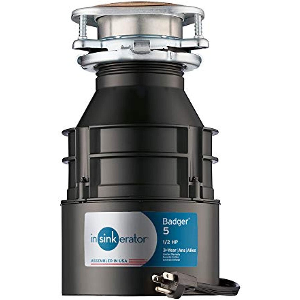 InSinkErator Garbage Disposal with Cord, Badger 5, 1/2 HP Continuous Feed