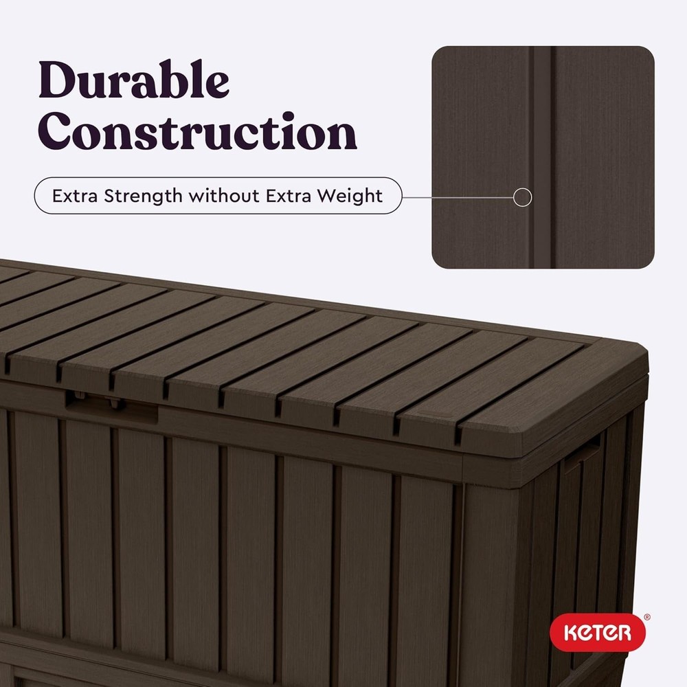 Weather-Resistant Brown Deck Box - 92 Gallon Storage