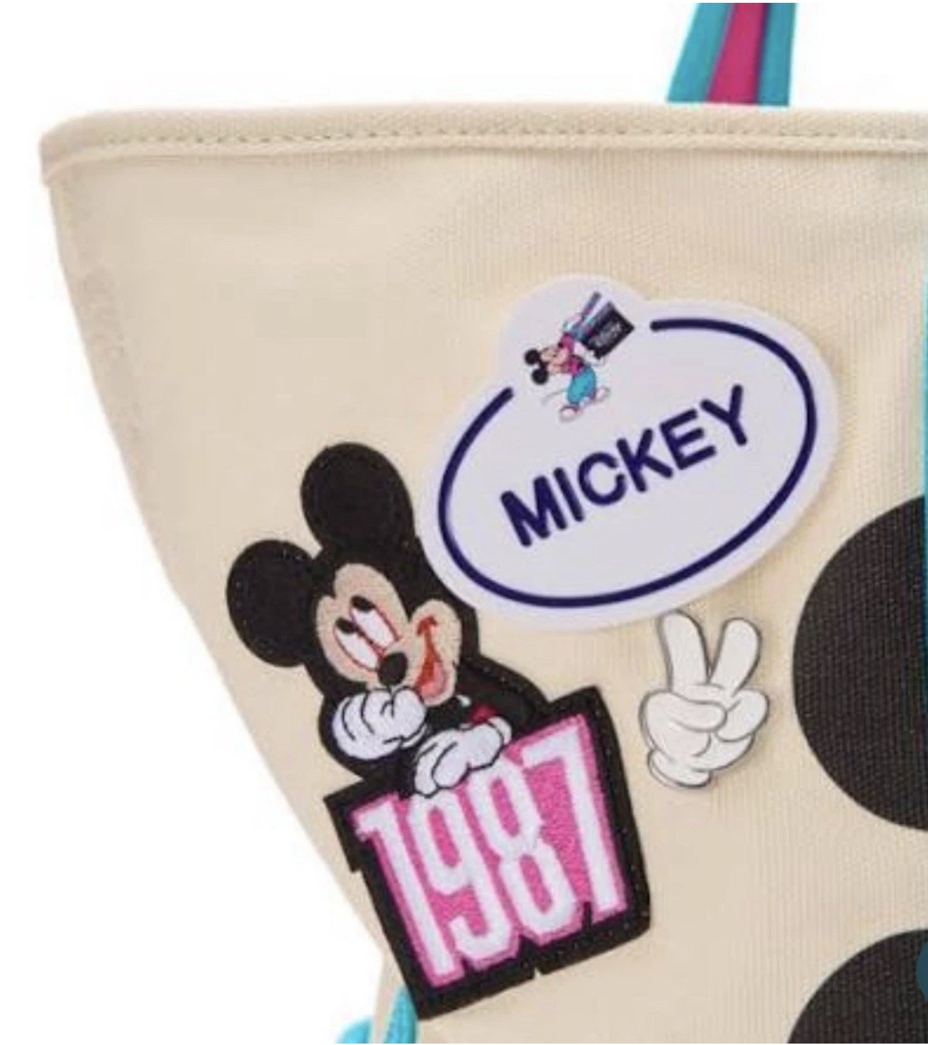 Exclusive Mickey Mouse Disney Store Est. 1987 Canvas Tote Large NEW pink blue