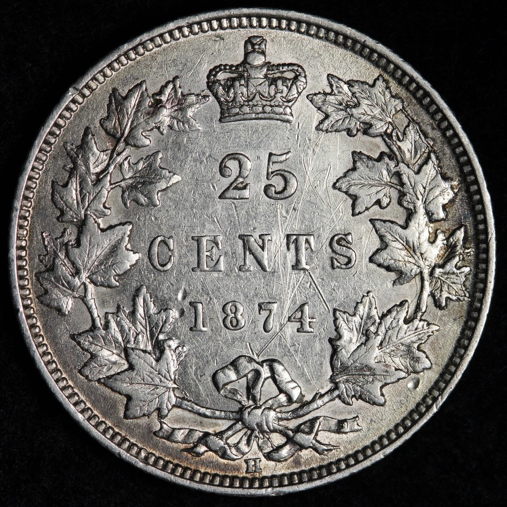 1874-H Canada SILVER Twenty Five Cents E307 DITCH
