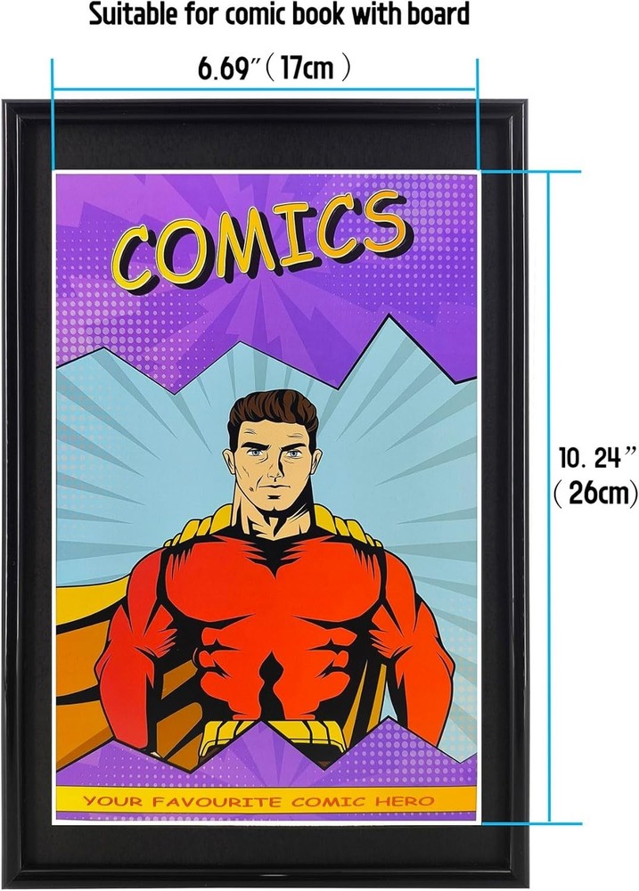 Stylish Black Comic Book Frames with UV Protection - 8 Pack Display Solution
