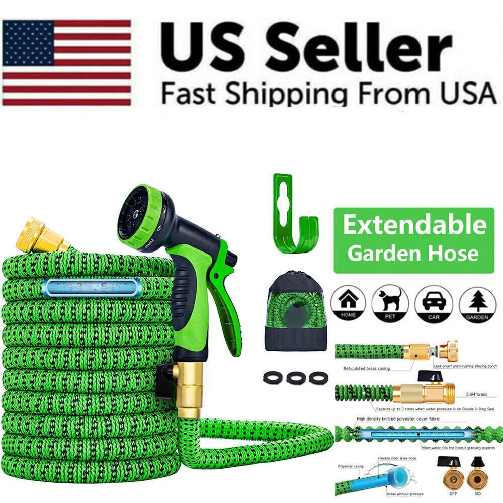 50FT 100FT 4X Stronger Deluxe Heavy Duty Expandable Flexible Garden Water Hose