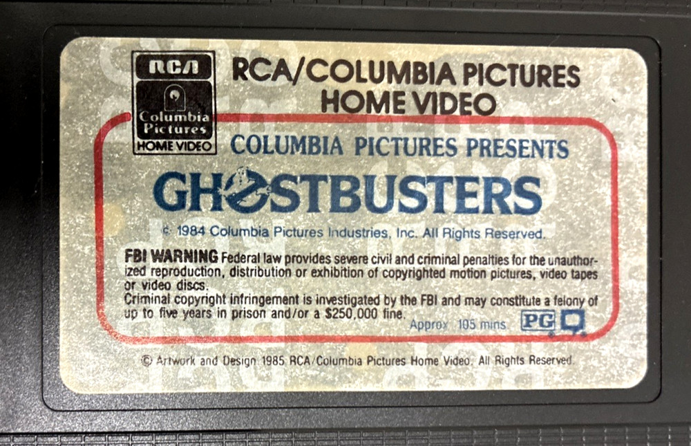 Ghostbusters VHS 1984 Early Release