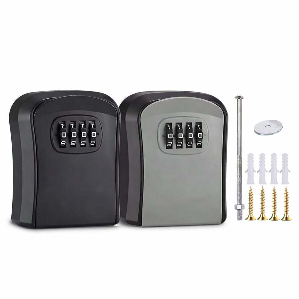 4 Digit Key Lock Box Wall Mount Security Safe Case Code Key Storage Box