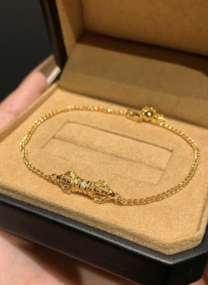 14K Yellow Gold Vintage Style Golden Bracelet Luxury Couple Jewelry