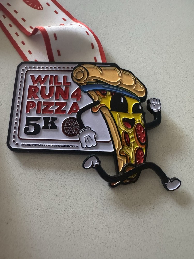 Will Run 4 Pizza 5k Running Medal