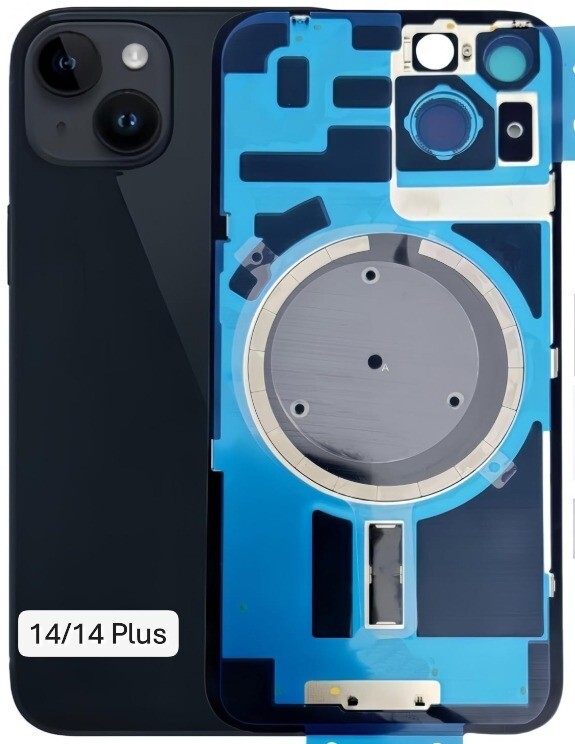 Back Glass Replacement with Metal or Magnet or NFC for iPhone 16, 15 ,14 Series
