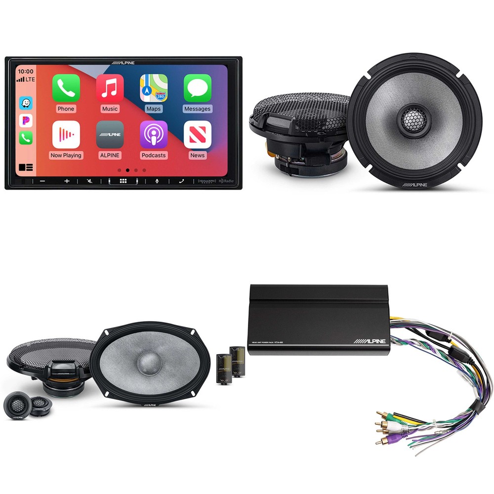 Alpine iLX-407 7" Multimedia Carplay & Android Auto w/ Speaker Bundle