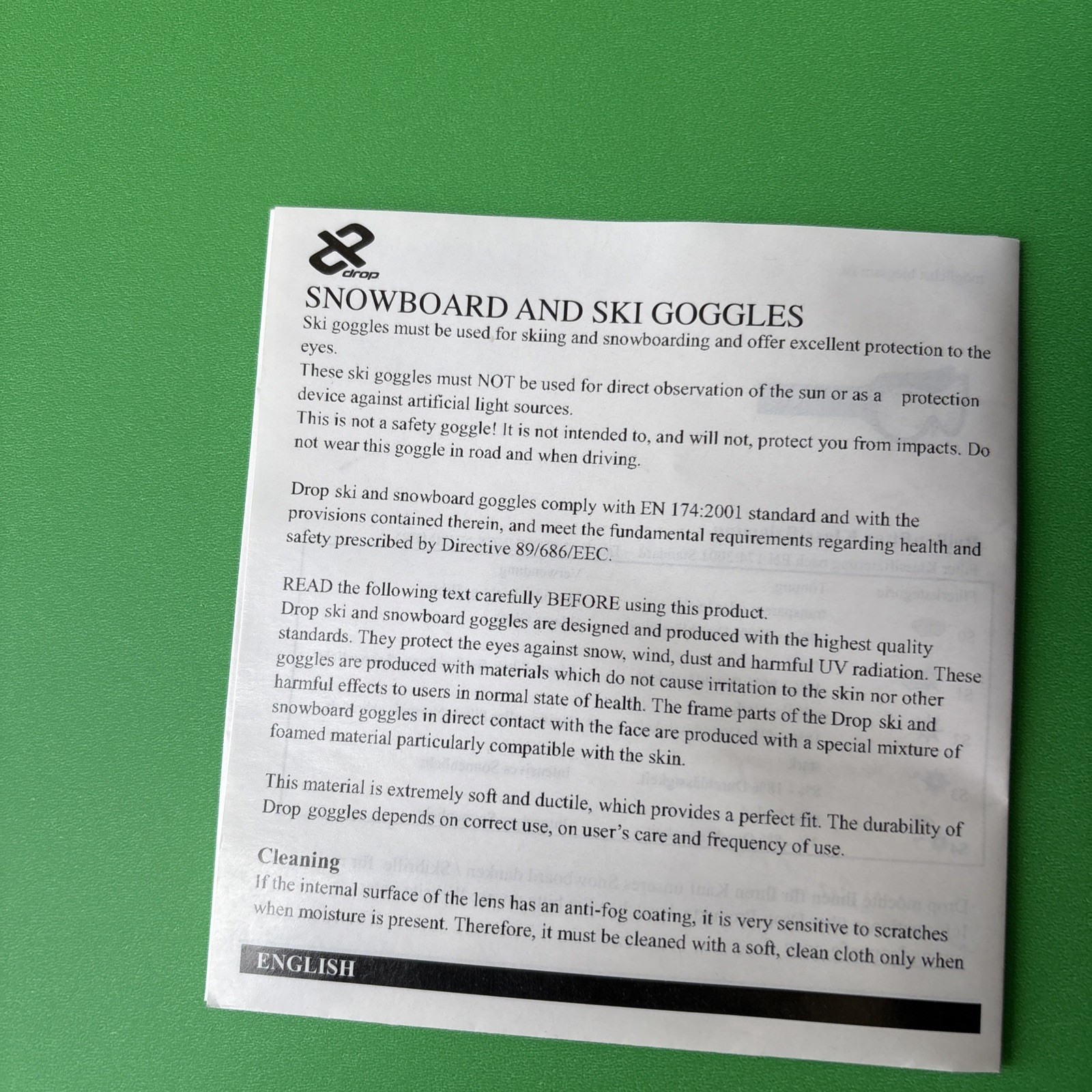 Drop Rocker Snowboarding & Ski Goggles New w. Carrying Case