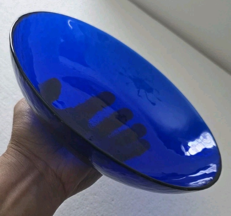 Cobalt Blue ,Pottery Barn 8.5" Glass Coupe Pasta Bowl - Pebbled Textured