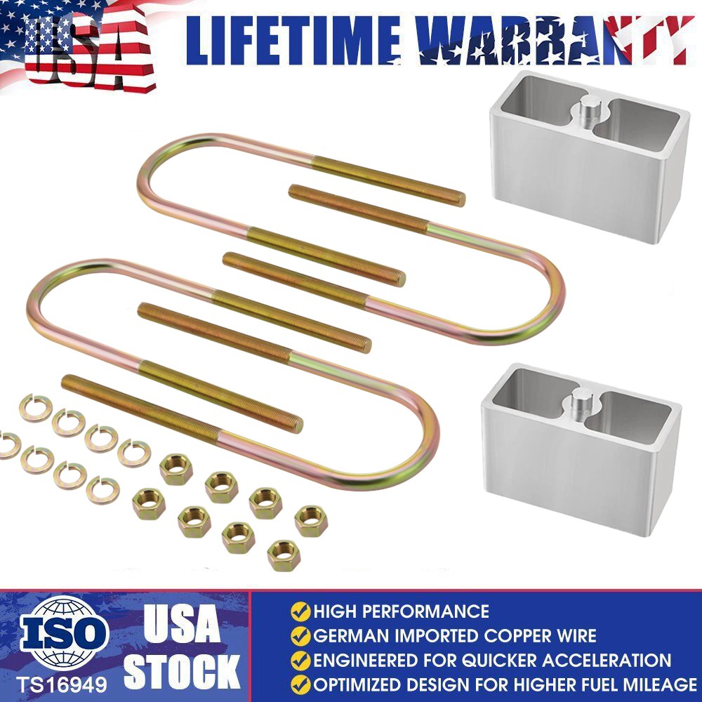 Universal Leaf Spring Lowering Block Kit 4" Drop with U-Bolts & Hardware