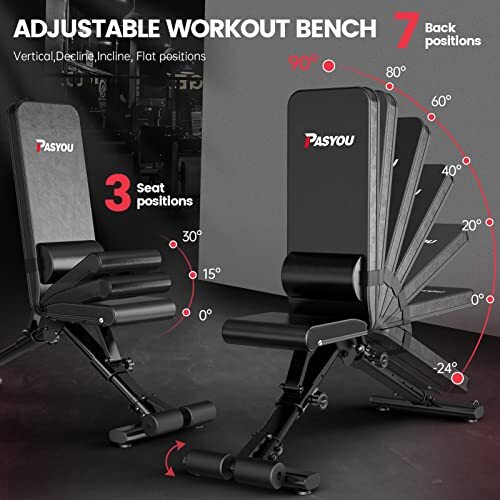 PASYOU Adjustable Weight Bench Full Body Workout Assorted Colors