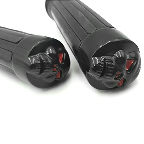 MT080-25-BK Skull style Hand Grips 1 inch Handlebar Classic Skull Black