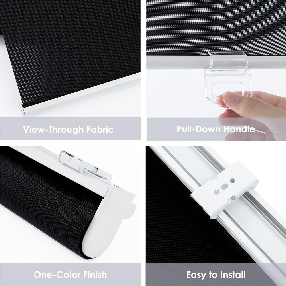 Cordless Roller Shades for Windows,Light Filtering Pull Down Blinds,Solar Scr...