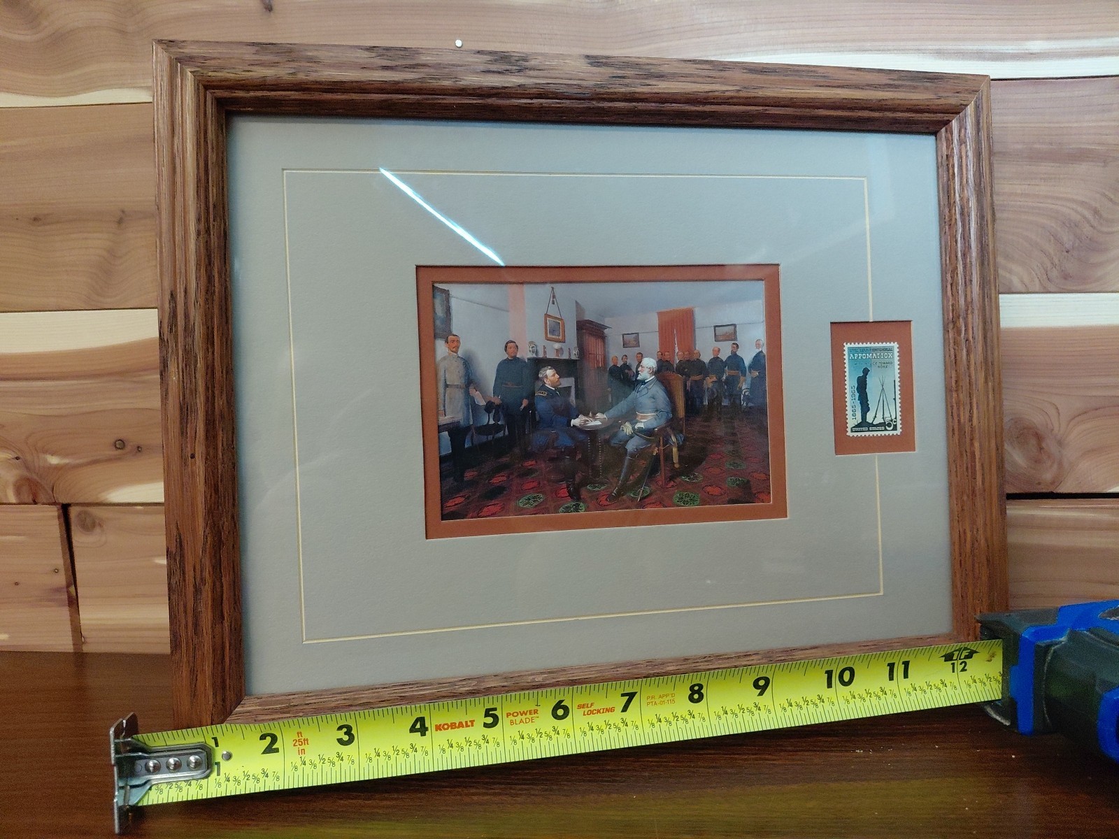 Appomattox Court House Surrender Print w/ Civil War Centennial Stamp Framed