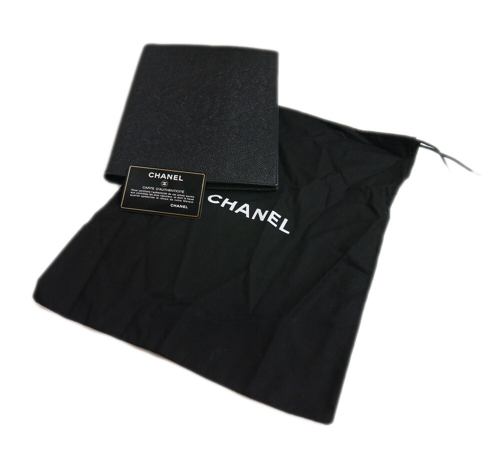 Authentic CHANEL Notebook cover Coco Mark Leather #4654