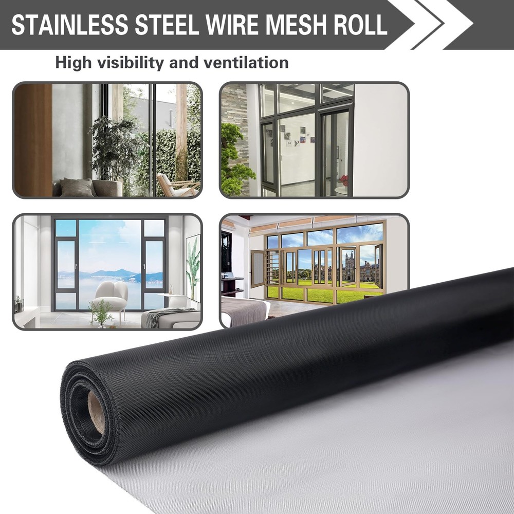 304 Black Stainless Steel Robust & Shielding Window Screen Replacement Mesh S...