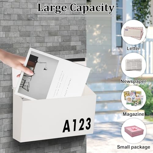 Wall-Mount Mailbox Large Mailbox for Post Rust-Proof Galvanized Steel White