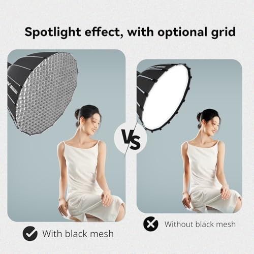 35.4" Quick Release Parabolic Softbox with 2 Diffusers & Honeycomb Grid, Carry B