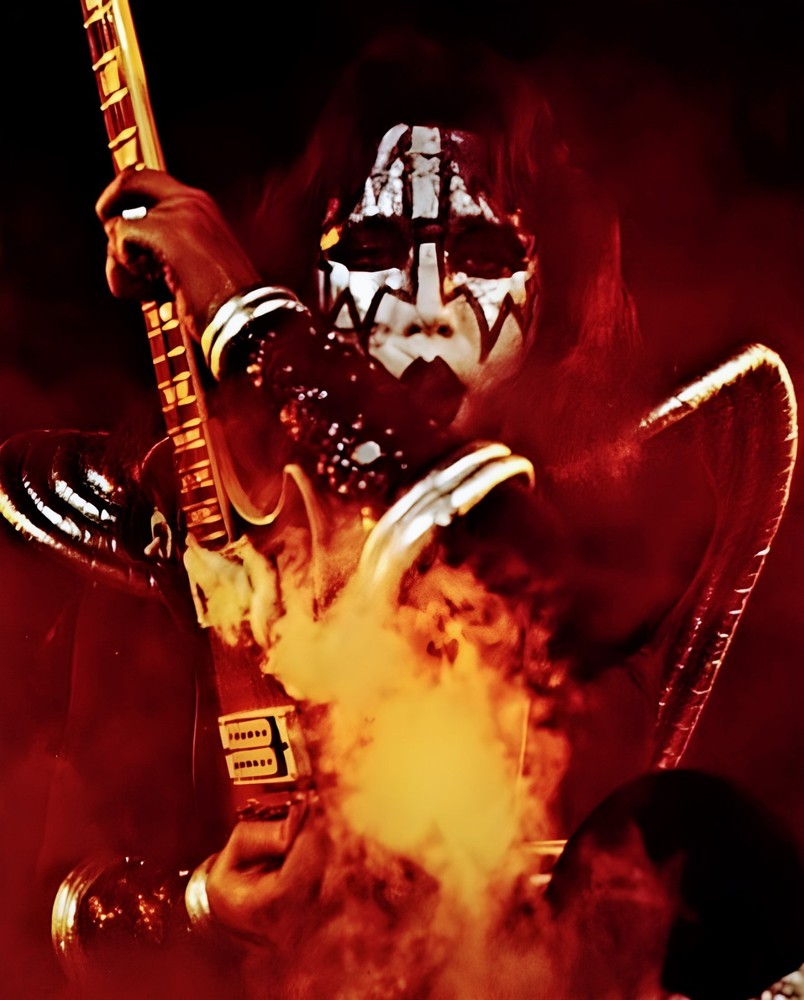 11x14 Kiss Ace Frehley Photo Poster Solo Flaming Guitar