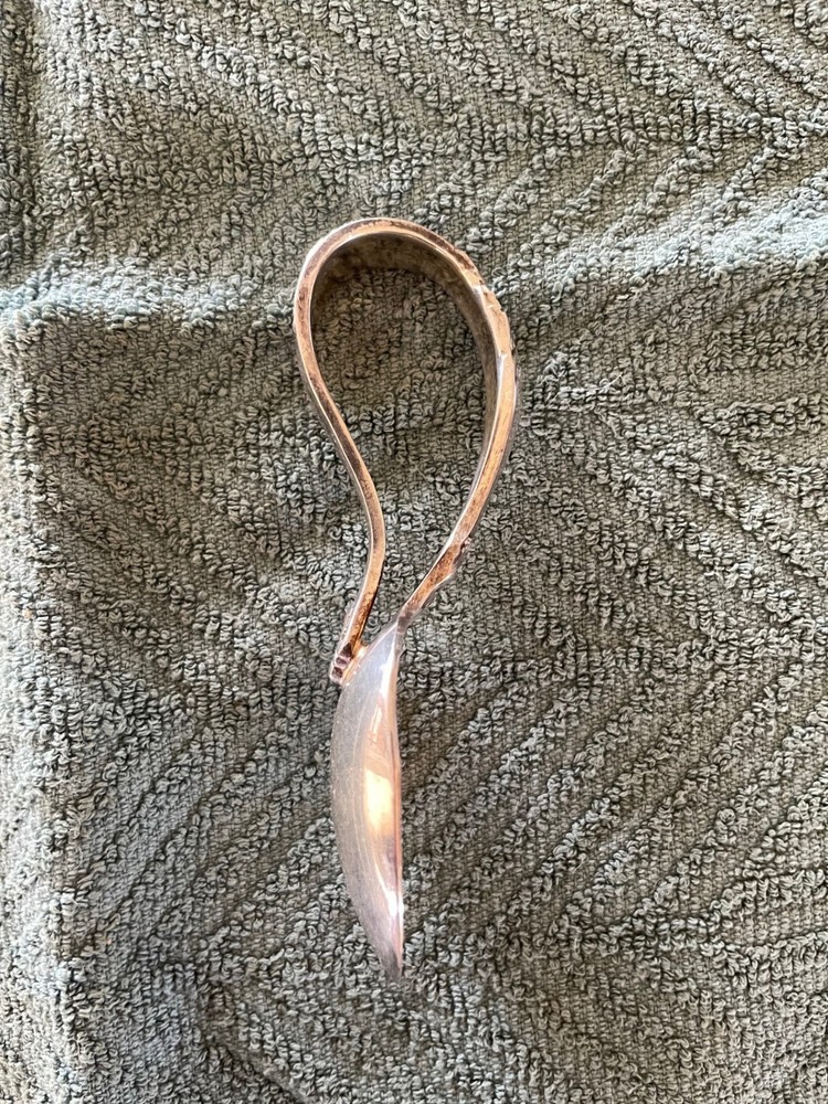 Reed and Barton Curved Baby Children's Spoon Cat Handle Silver Plated