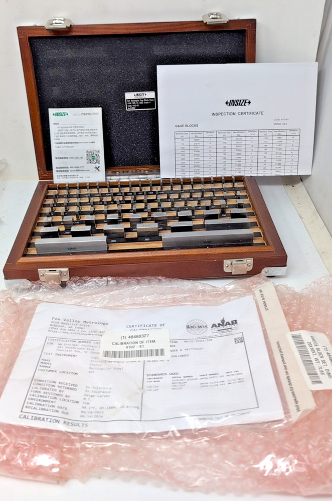 NEW Insize 4102-81 Gage Block Set Rectangular Shape Grade 0    w/cert from Fox V