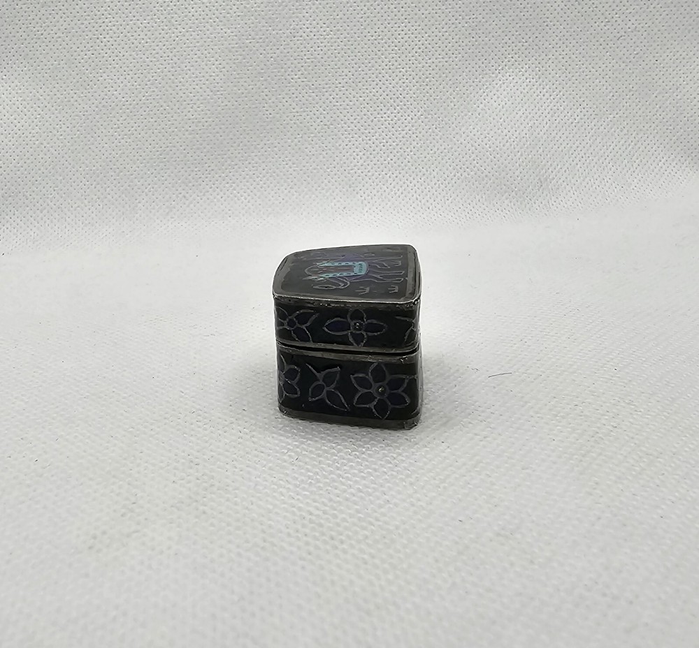 Vintage Small Silver Box Enamel 925