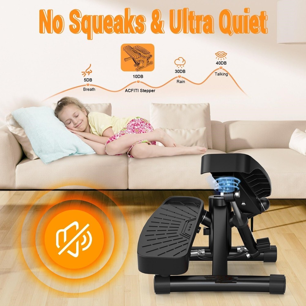 Steppers for Exercise at Home,Adjustable Resistance Mini Stepper (Black)