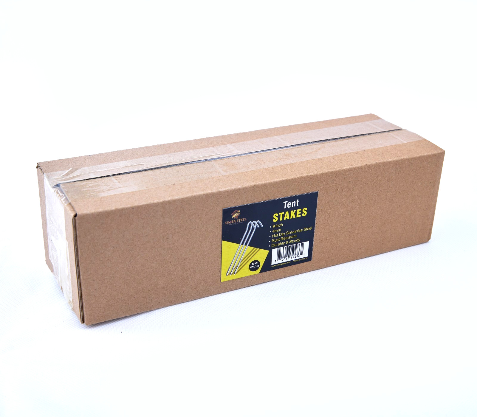 9 inch Tent Stake 4mm / 5mm available in 10-Pack / 25-Pack / 50-Pack / 100-Pack.