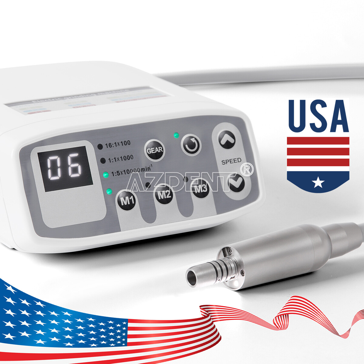 AZDENT Dental Electric LED Brushless Micro Motor/1:1/1:5 Increasing Handpiece
