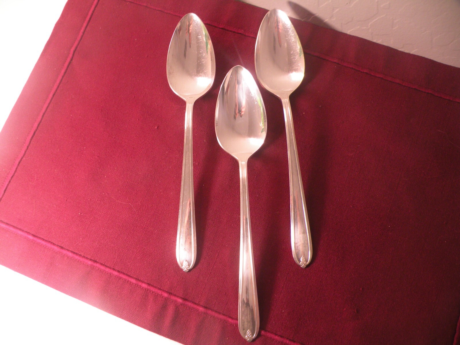 Set Of 3 Oneida Prestige Plate Longchamps Chaumont Serving Spoons 8 3/8"