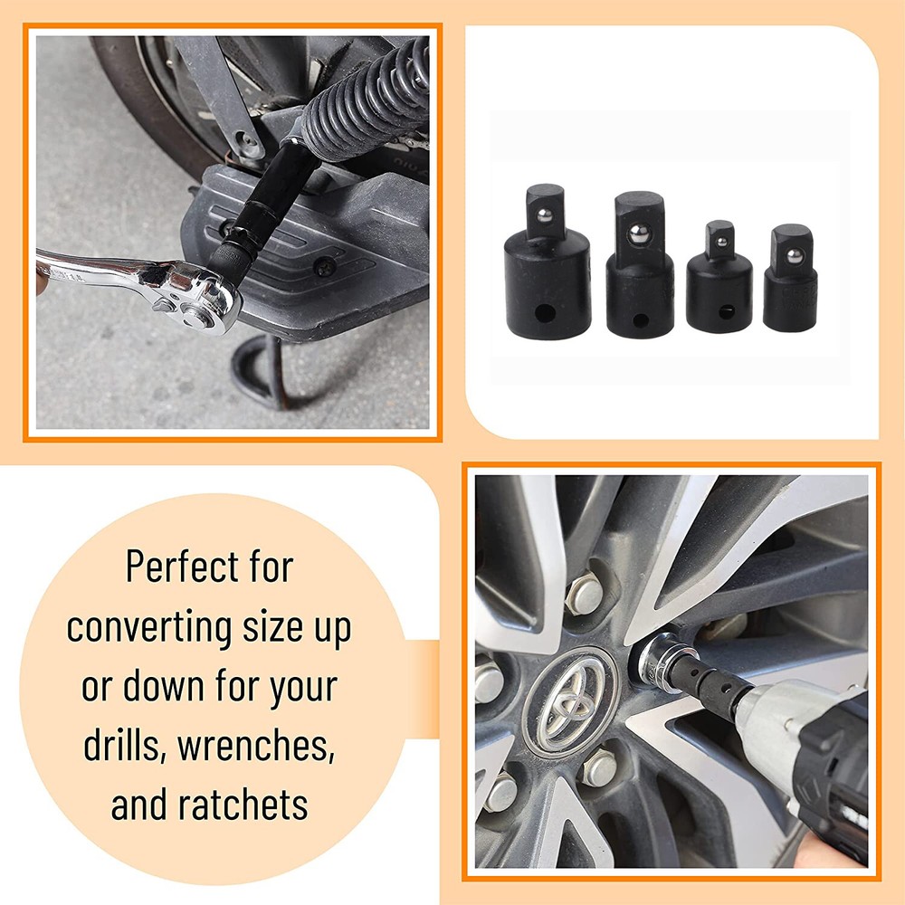 Impact Socket Adapter and Reducer Set 3/8" 1/4" 1/2" Impact Driver Conversion