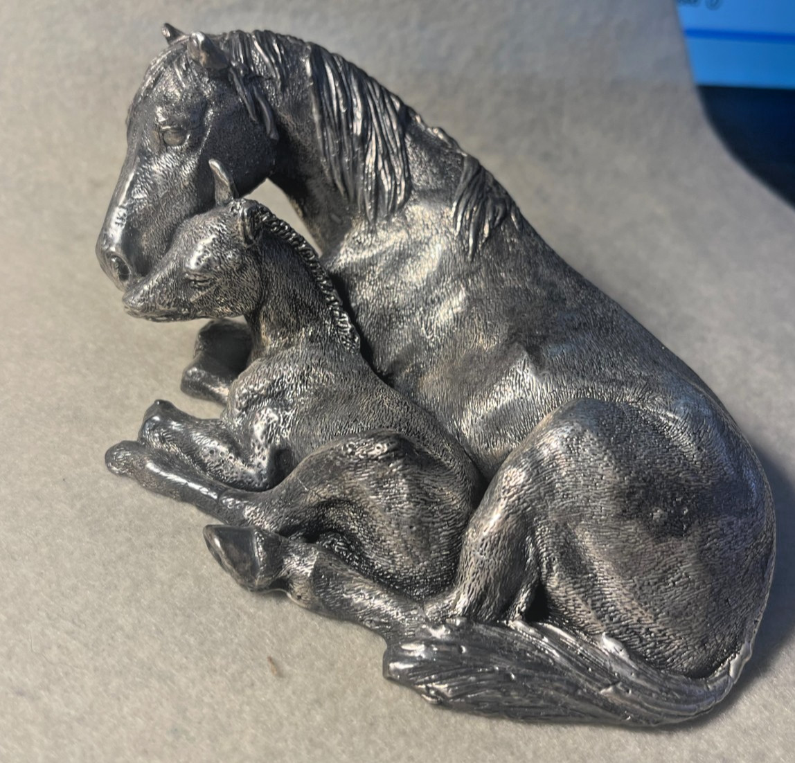 Vintage Sterling Silver 925 Mothers Love Horse & Colt Figure Marked 925 GW