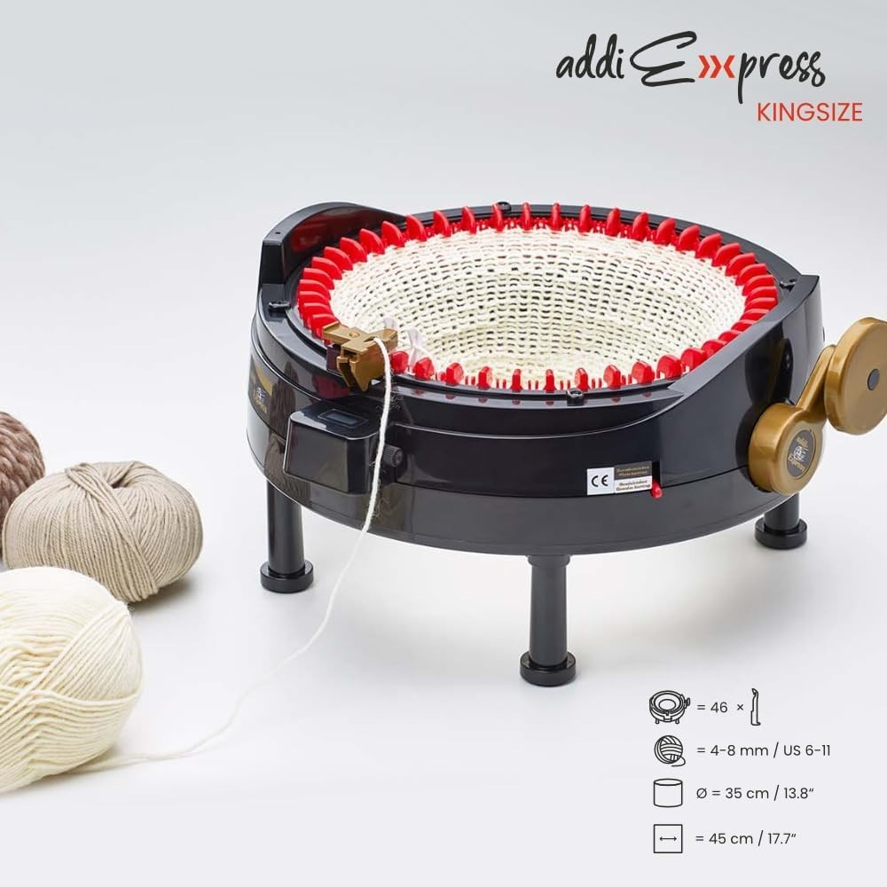 express King Size Knitting Machine, 46 Needles Circle Knit Loom Machine with Row