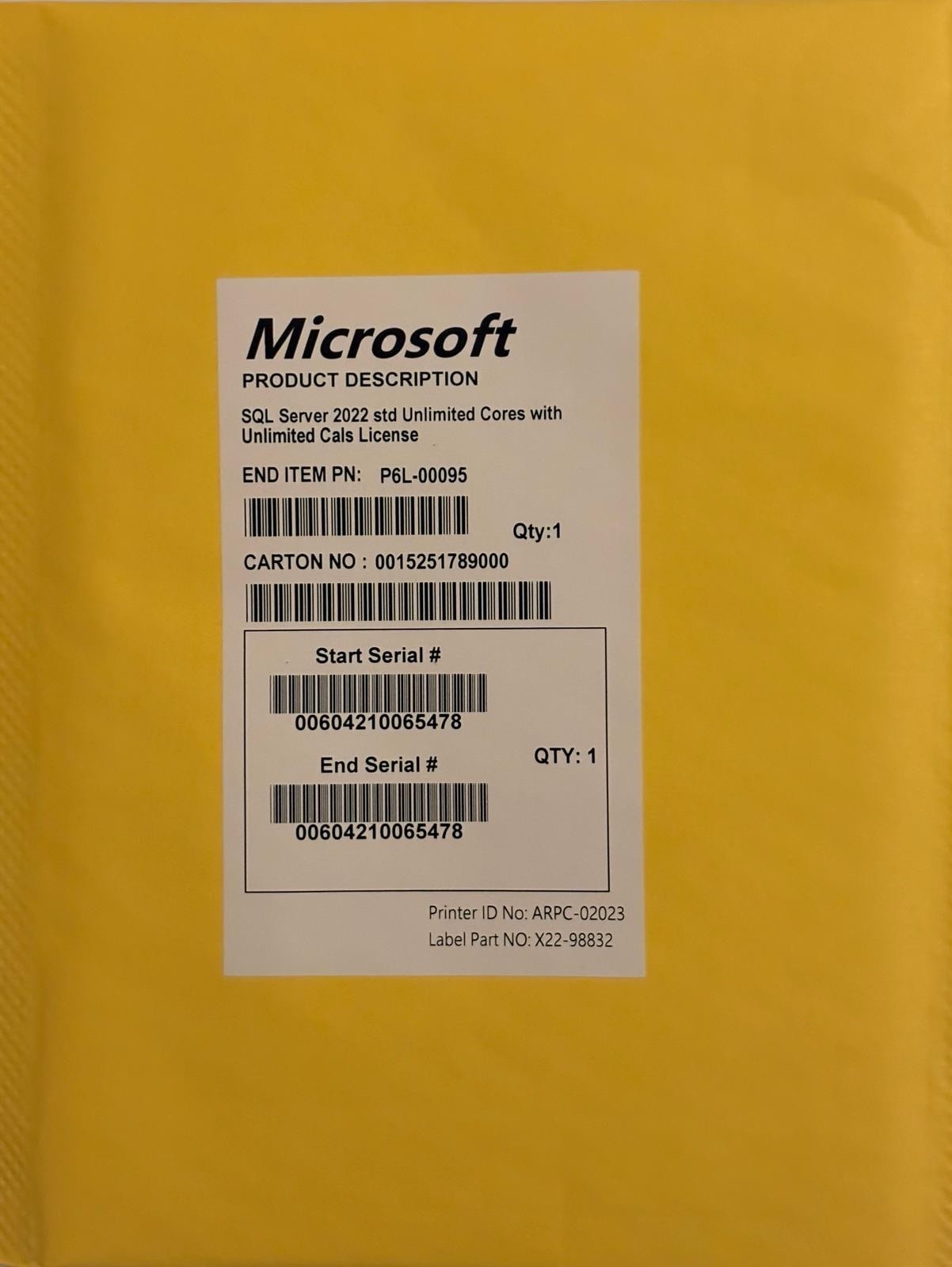 Microsoft SQL Server 2022 Standard Unlimited Cores With Unlimited CALS License