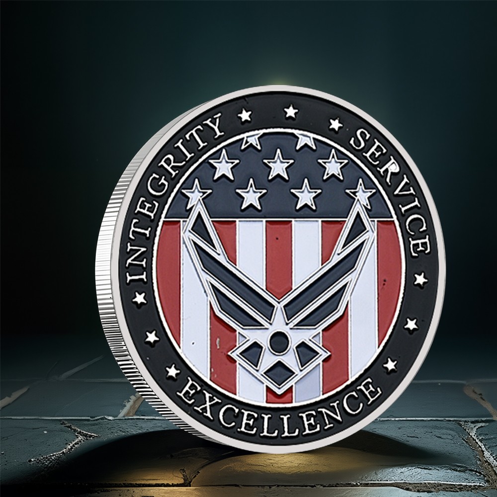 Silver Plated US Air Force Commemorative Integrity Service Excellence Challenge Coin