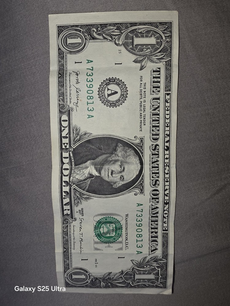 $1 Bill, 2017 with Cutting Error