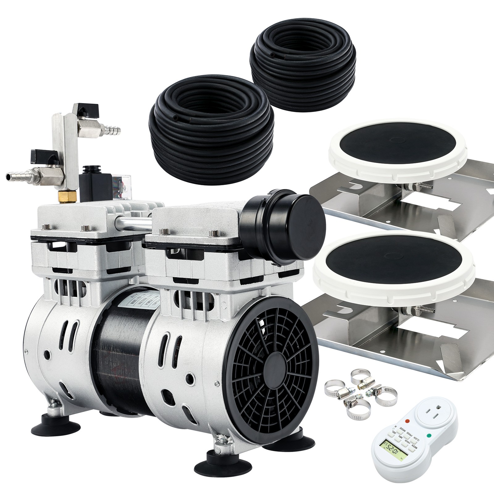 750W Pond Aerator Pond Lake Air Pump Kit with 2 Tubings & 2 Diffusers 5.35CFM