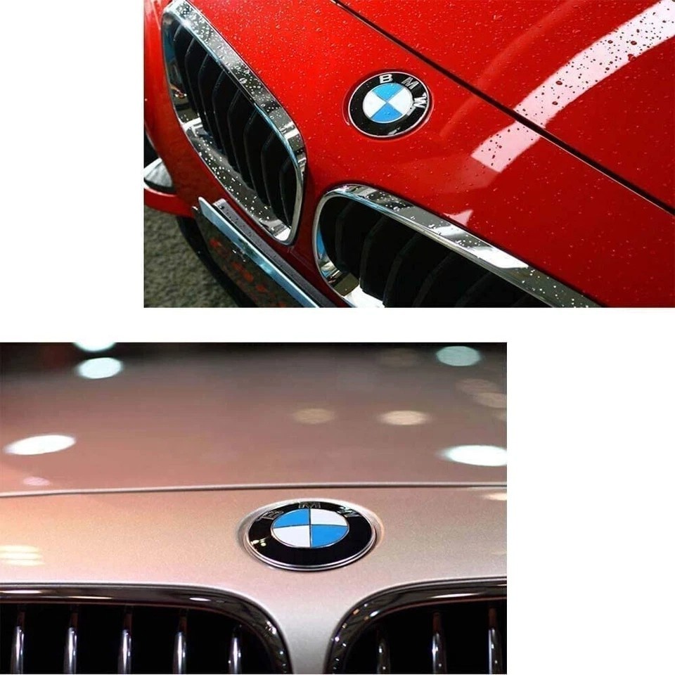 2PCS Front Hood & Rear Trunk (82mm + 74mm) Genuine FOR BMW Badge Emblem