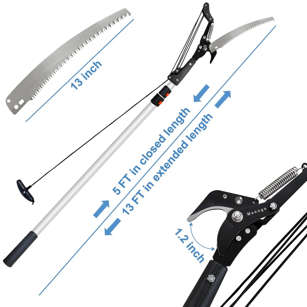 Tree Trimmer Pole Saw 4.9-13FT, Tree Pruner Extendable, Long Handle Pruning S...