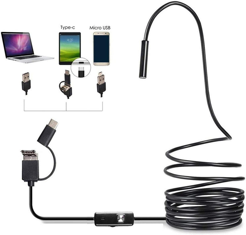 HD Snake Pipe Camera - 1.5M USB Endoscope with LED Lights for Android Devices
