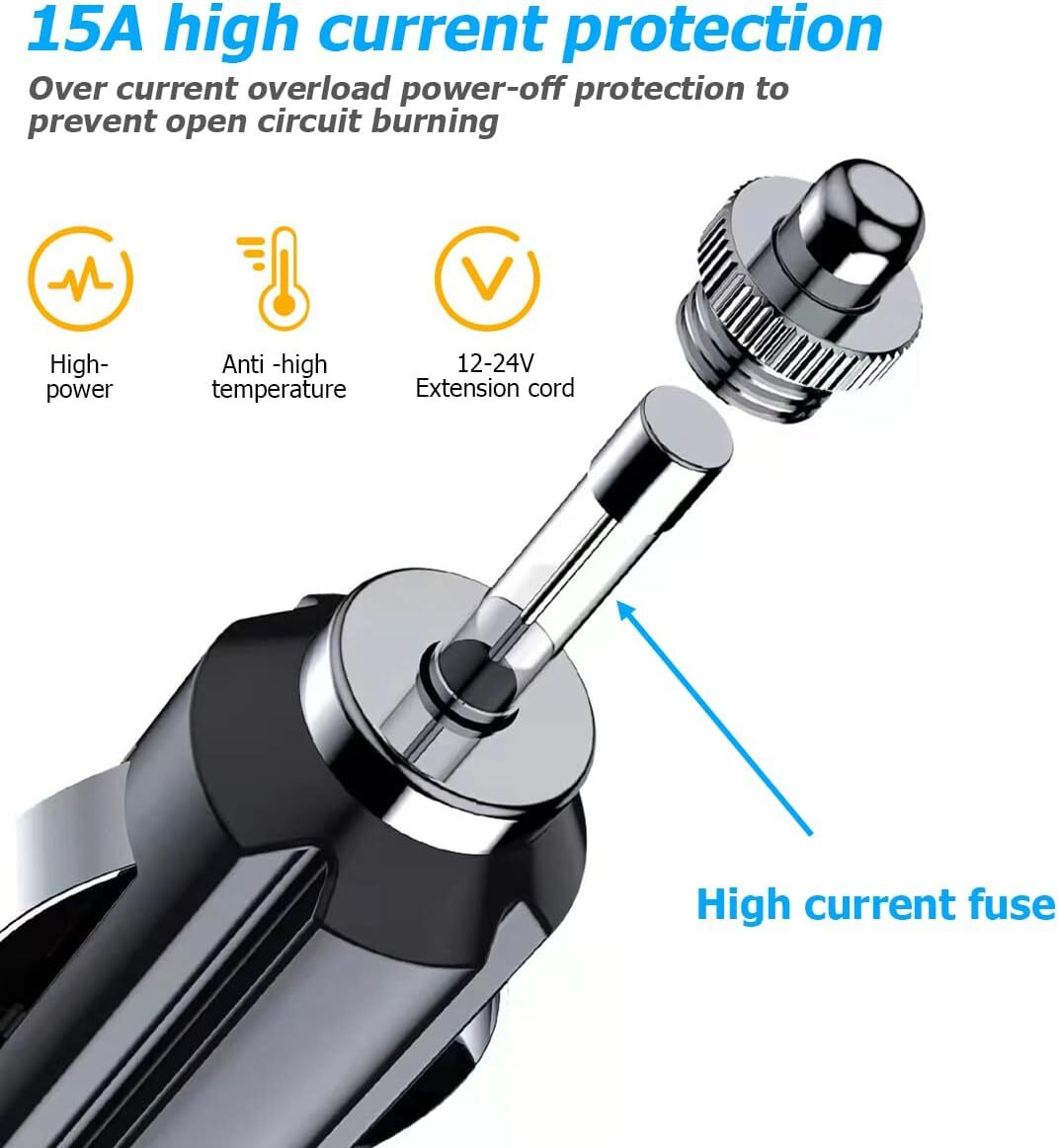 Lot 12V Fused LED Light Cigarette Lighter Male Plug Replacement Adapter w/ Leads