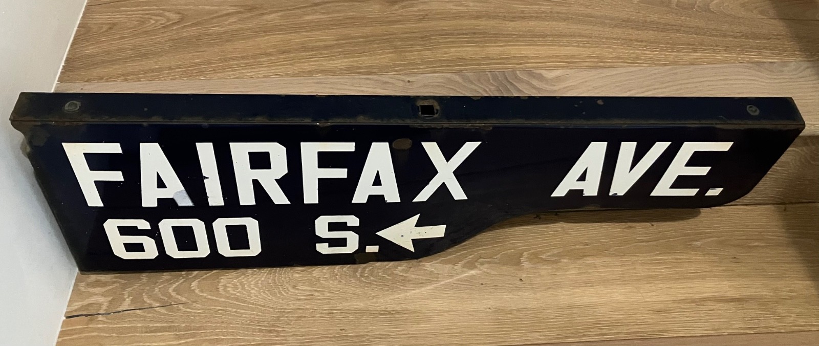 “FAIRFAX AVE” Vintage Shotgun Los Angeles Porcelain Street Sign 1946-1966