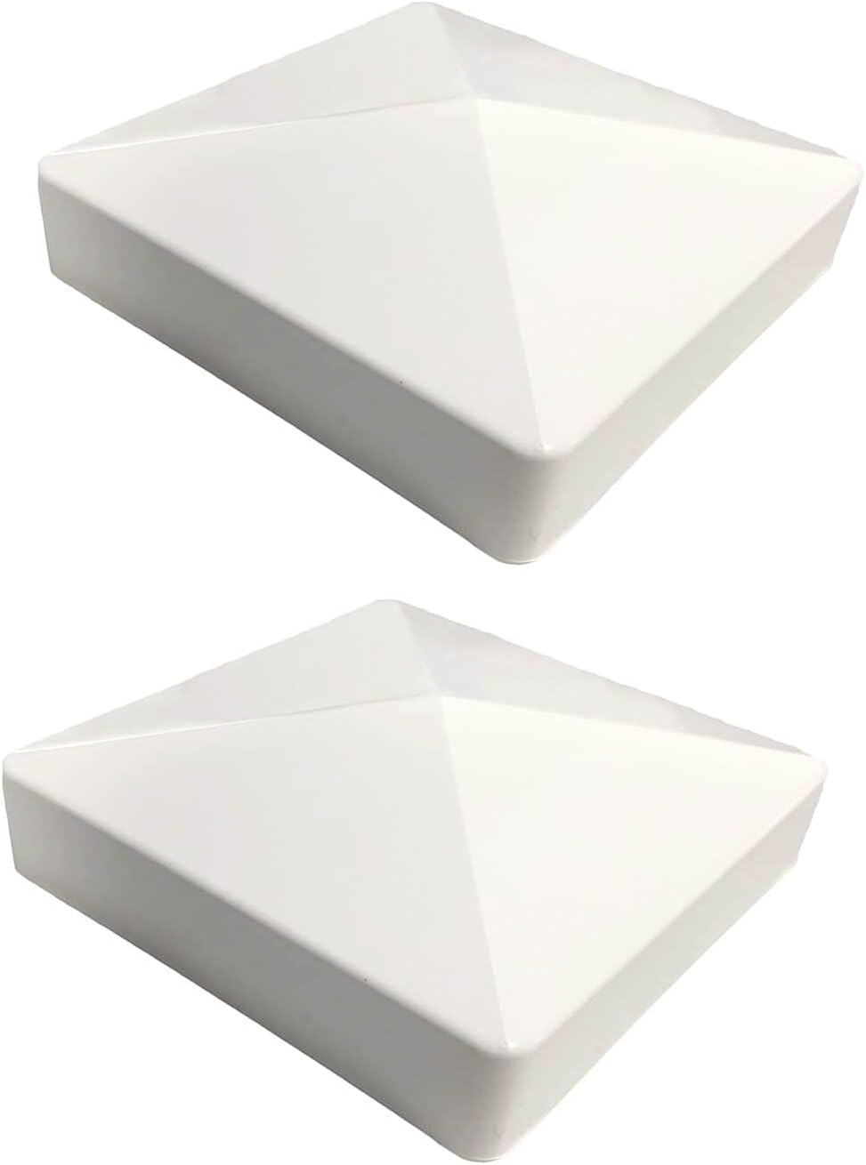 2 Pack Pyramid Style Fence Post Cap for 4" X 4" Fence - White PVC Cap