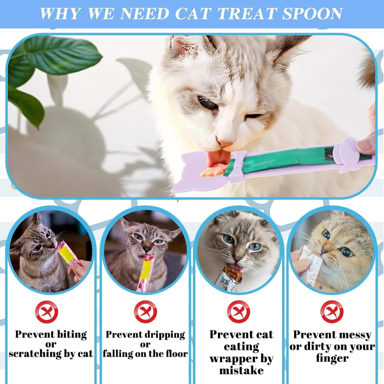 Cat Treat Spoon Squeeze Feeder, Durable Churu Spoon for Wet Food & Snacks, Green