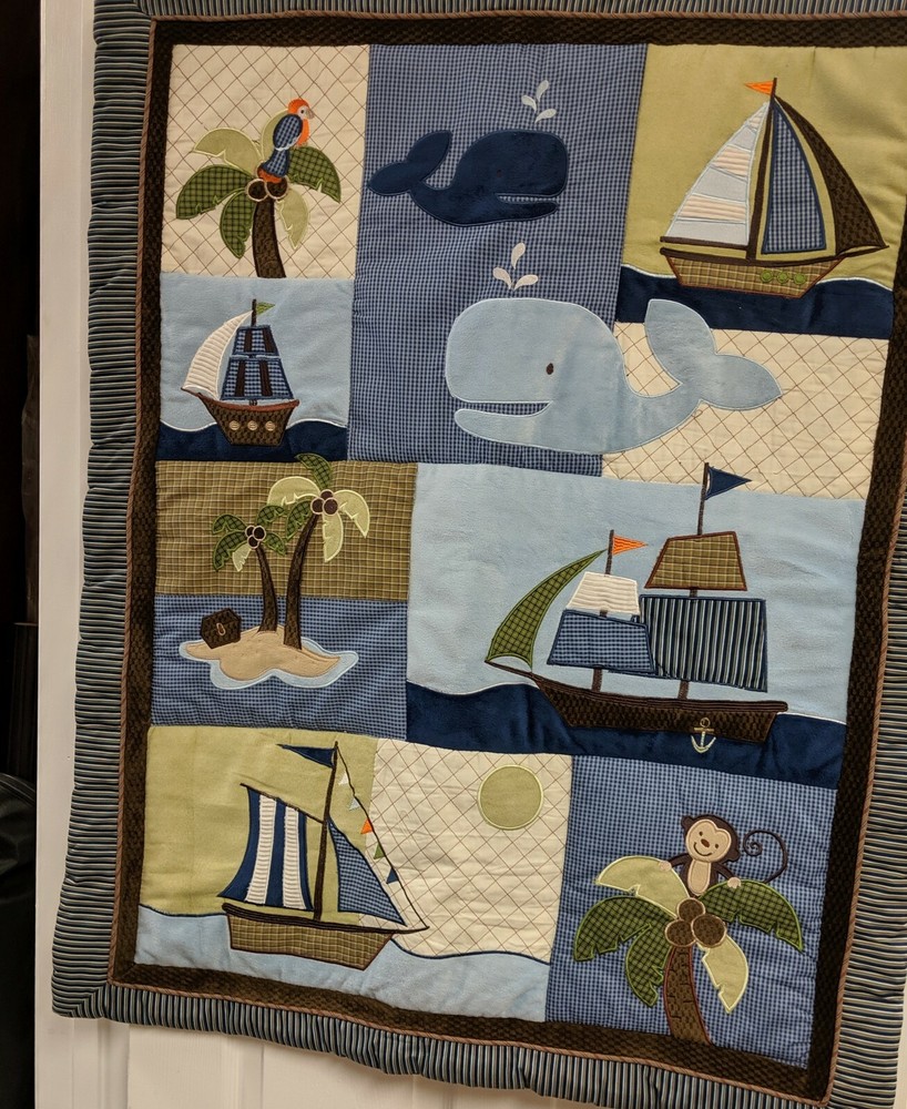 Nojo Blue Sailboat Crib 4PC Set