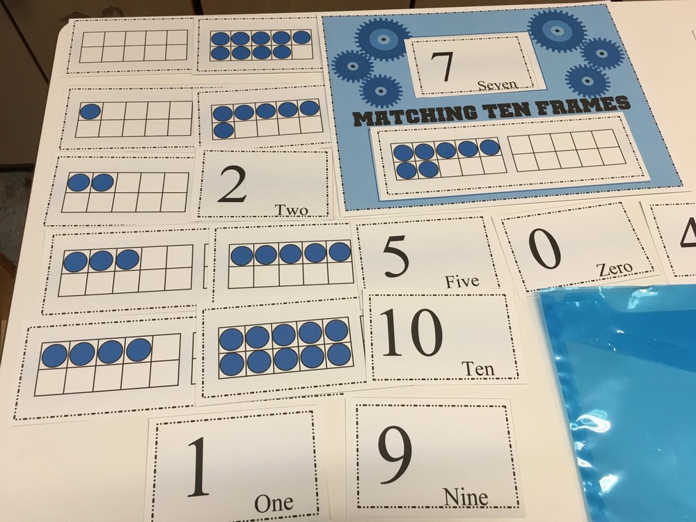 0-10  Matching Ten Frames Learning Center- Laminated - Math Mats