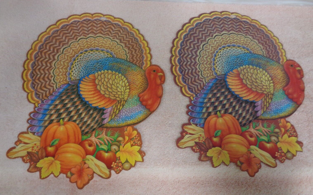2 Thanksgiving Turkey Diecut Decorations - Double-Sided