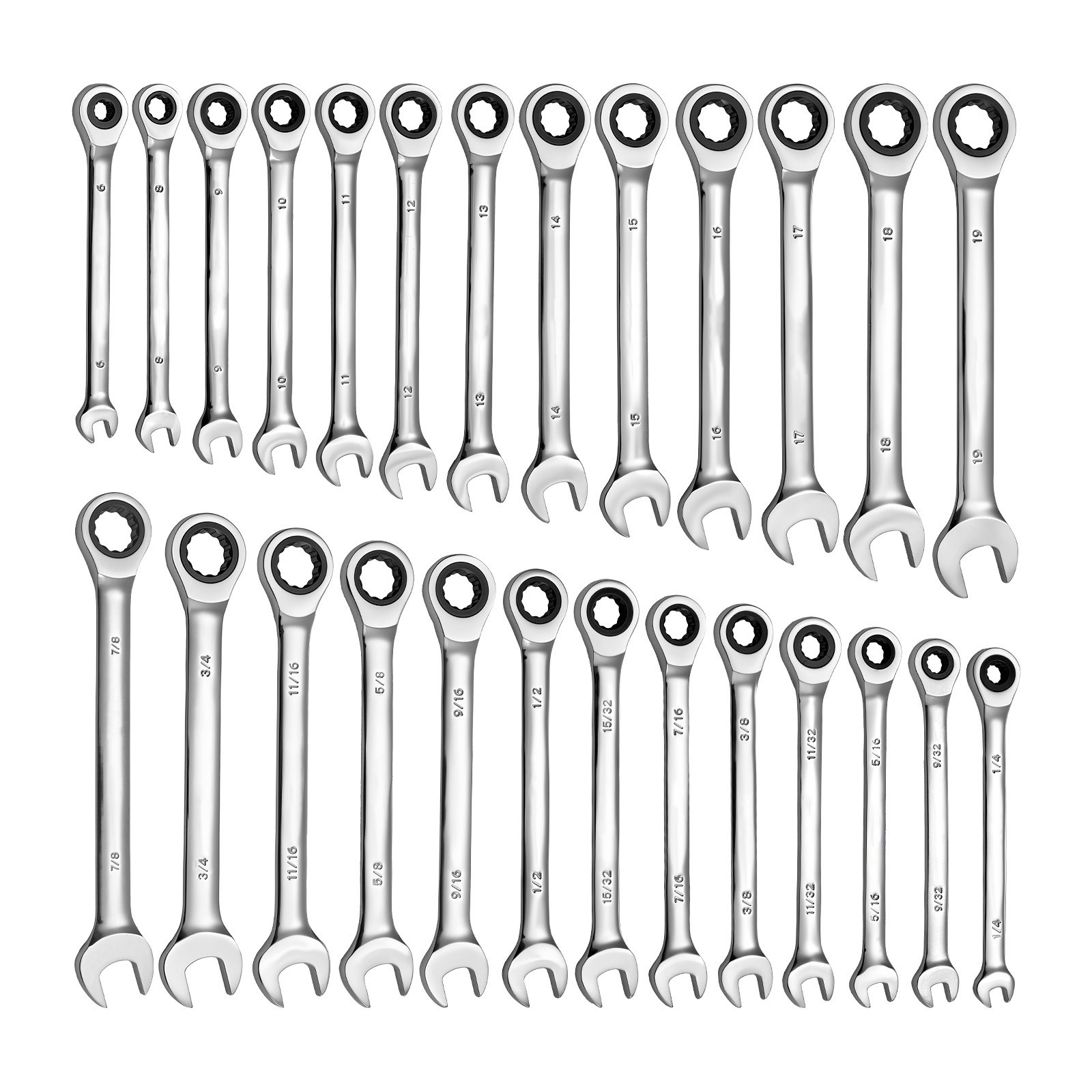 Uimoso 26-Piece Ratcheting Wrench Set for SAE and Metric Repairs