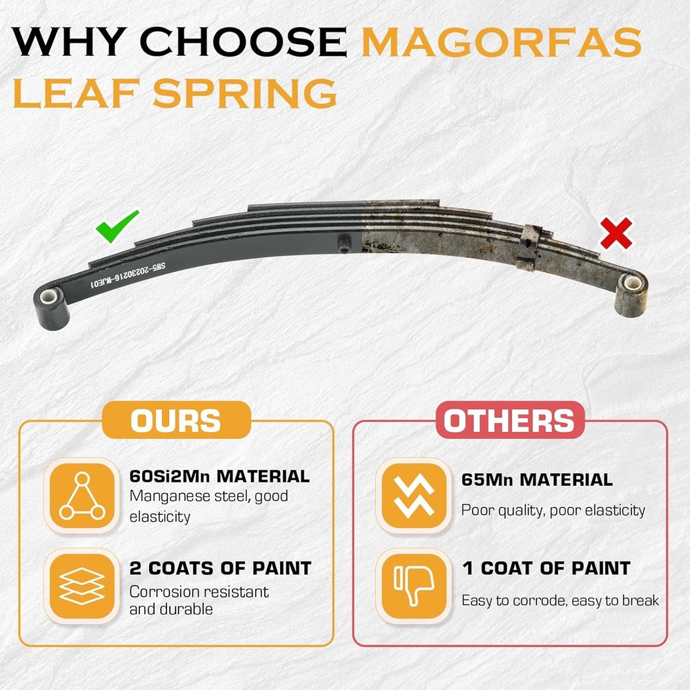 Trailer Leaf Spring Set 5 Leaf 3000lb Double Eye